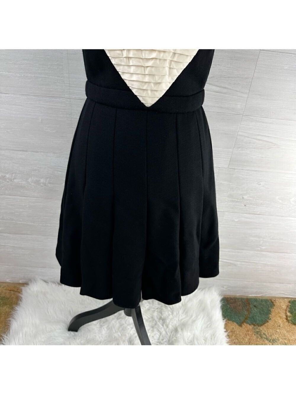 Chanel Pleated Fit & Flare Wool Knee Length Dress - Picture 4 of 14